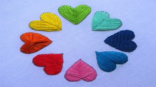 Hand Embroidery  8 Different Stitches of Heart Shape  Love Shape  Hand Embroidery School 90 [upl. by Aklog]