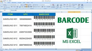 How to Create Barcode in Excel  Barcode in Excel [upl. by Rosette]