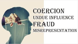 Coercion Undue Influence Fraud Misrepresentation  Indian Contract Act 1872  Law Guru [upl. by Treblig]