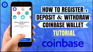 How to REGISTER on Coinbase Wallet and do Deposit  Withdrawal  Bitcoin App Tutorial [upl. by Ettelohcin]