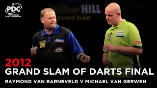 BRILLIANT BARNEY  Van Gerwen v Van Barneveld  2012 Grand Slam of Darts Final [upl. by Eekram]