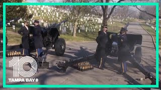 21gun salute held at Arlington National Cemetery ahead of President Biden and VP Harris visit [upl. by Camm517]