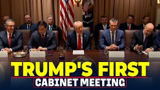 President Donald Trumps first Cabinet meeting Elon Musk DOGE USA America Federal Workers [upl. by Suedaht]