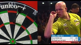 INCREDIBLE DARTS Michael van Gerwen v Gary Anderson 2015 German Darts Championship HD [upl. by Carolyne]