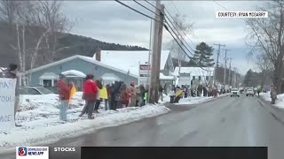 Protesters line the streets as JD Vance vacations in Vermont [upl. by Pascal]