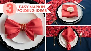 3 EASY Napkin Folding Ideas  Living Coral Place Settings  BalsaCirclecom [upl. by Alac]