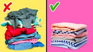 27 CLOTHES FOLDING HACKS AND WARDROBE ORGANIZATION [upl. by Kery]