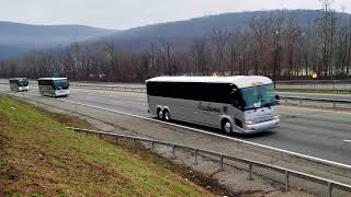 Convoy  Academy Bus with MCI Prevost amp Van Hool Coaches [upl. by Nioe]