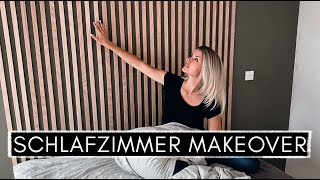 Low Budget DIY Lattenwand  Slatwall selber machen amp IKEA Bett Hack  Schlafzimmer MAKEOVER [upl. by Acinorahs556]