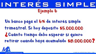 Interés simple  Ejemplo 6 [upl. by Hailahk]