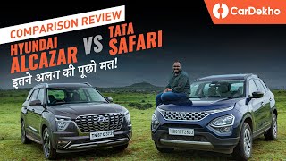 Hyundai Alcazar vs Tata Safari Comparison Review  FEATURES चाहिए या SPACE [upl. by Ethelda]